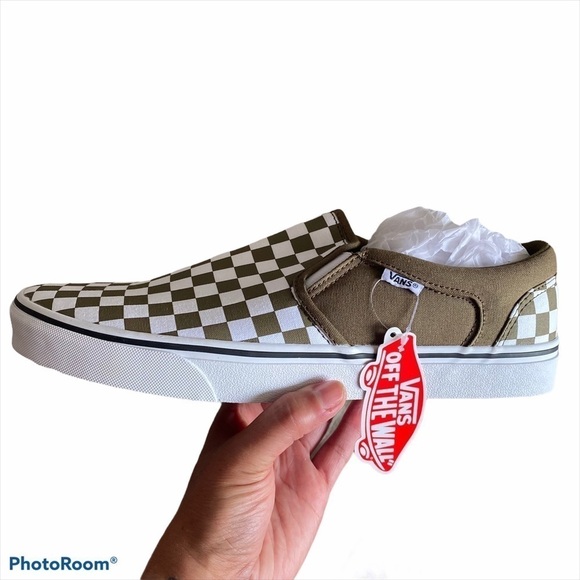 Vans Asher checkerboard slip on sneakers NWT!